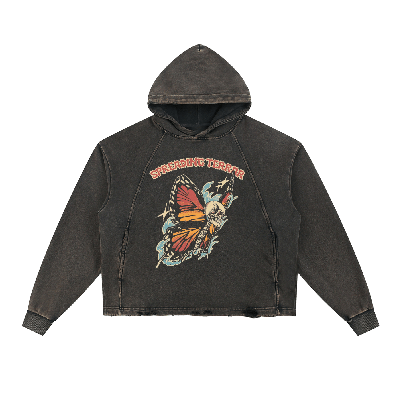 Vintage Washed Frayed-Hem Hoodie