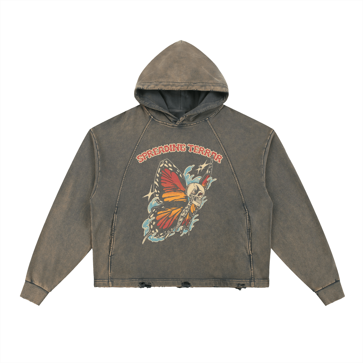 Vintage Washed Frayed-Hem Hoodie